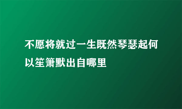 不愿将就过一生既然琴瑟起何以笙箫默出自哪里