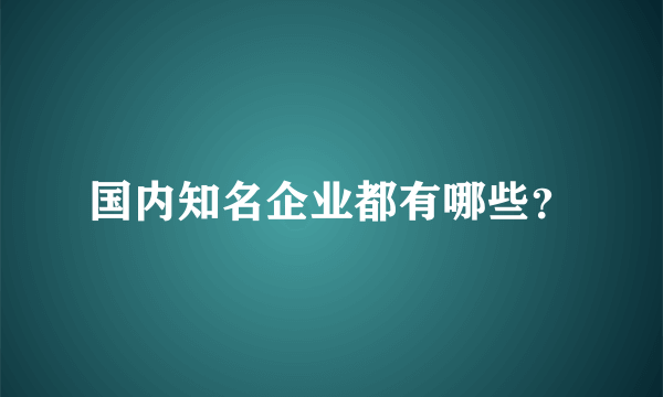 国内知名企业都有哪些？