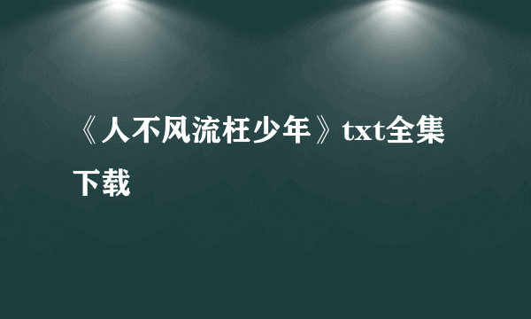 《人不风流枉少年》txt全集下载