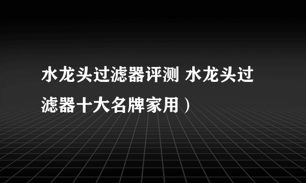 水龙头过滤器评测 水龙头过滤器十大名牌家用）