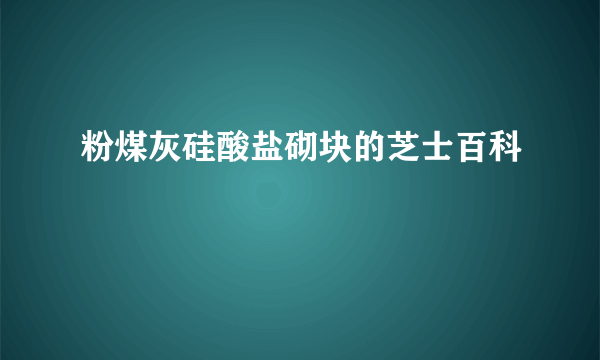 粉煤灰硅酸盐砌块的芝士百科