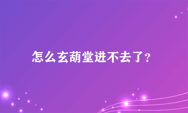 怎么玄葫堂进不去了？