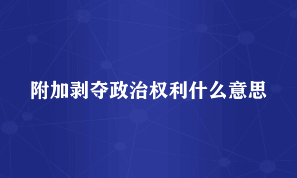 附加剥夺政治权利什么意思