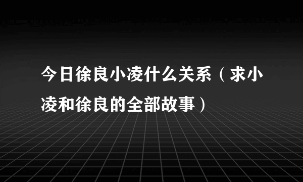 今日徐良小凌什么关系（求小凌和徐良的全部故事）