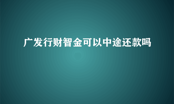 广发行财智金可以中途还款吗