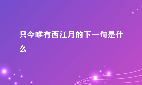 只今唯有西江月的下一句是什么