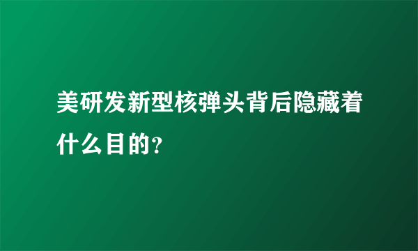 美研发新型核弹头背后隐藏着什么目的？