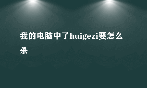 我的电脑中了huigezi要怎么杀