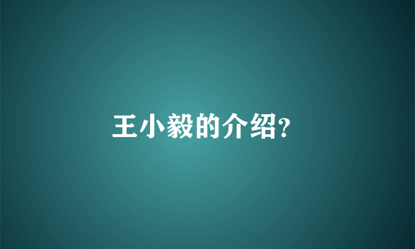 王小毅的介绍？