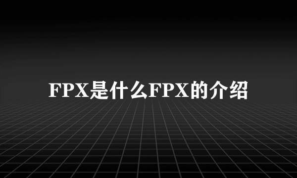 FPX是什么FPX的介绍