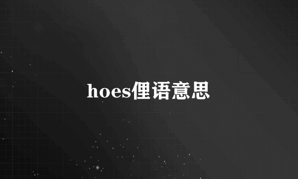 hoes俚语意思