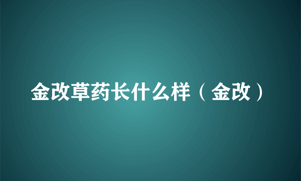 金改草药长什么样（金改）