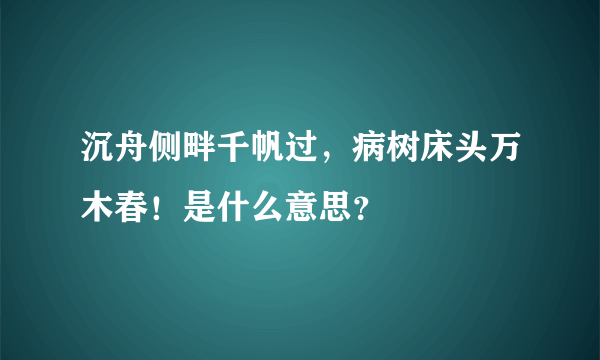 沉舟侧畔千帆过，病树床头万木春！是什么意思？