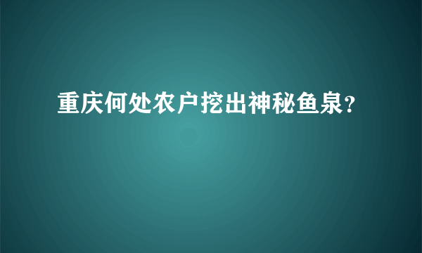 重庆何处农户挖出神秘鱼泉？