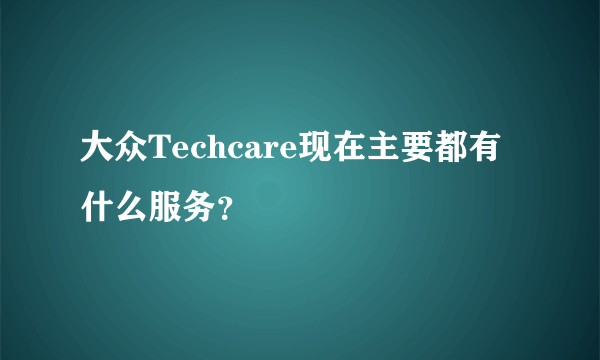 大众Techcare现在主要都有什么服务？