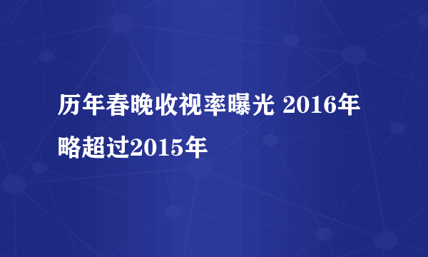 历年春晚收视率曝光 2016年略超过2015年