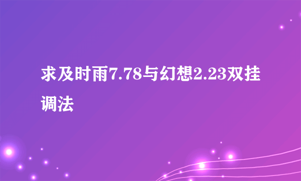 求及时雨7.78与幻想2.23双挂调法