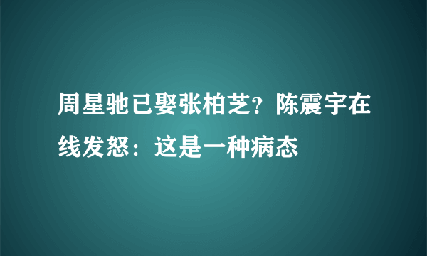 周星驰已娶张柏芝？陈震宇在线发怒：这是一种病态