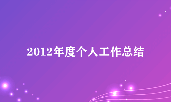 2012年度个人工作总结