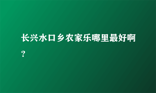 长兴水口乡农家乐哪里最好啊？