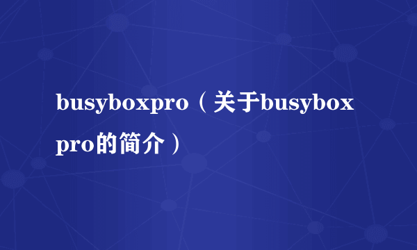 busyboxpro（关于busyboxpro的简介）