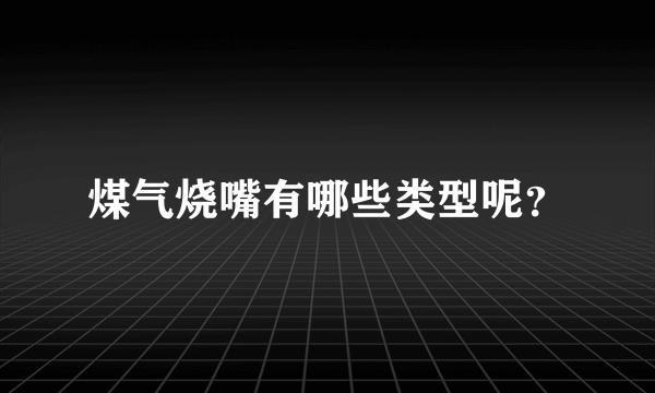 煤气烧嘴有哪些类型呢？