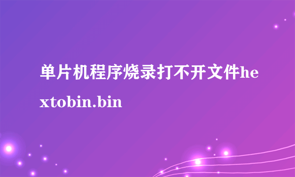 单片机程序烧录打不开文件hextobin.bin