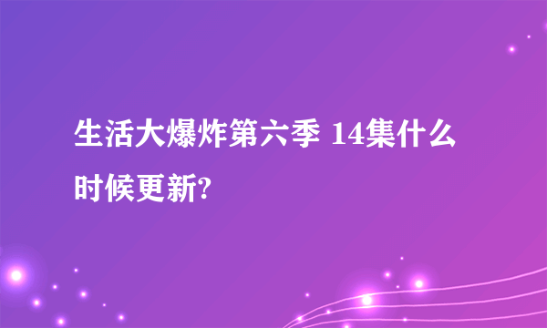 生活大爆炸第六季 14集什么时候更新?