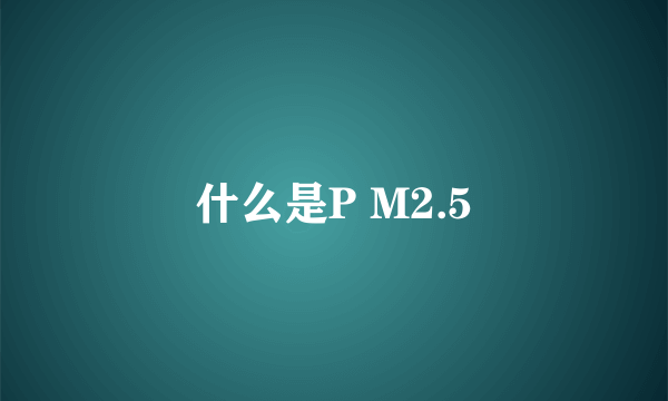 什么是P M2.5