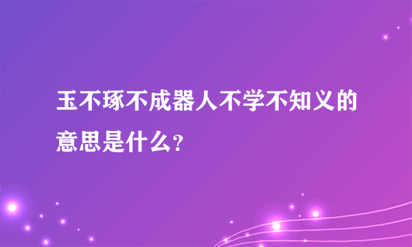 玉不琢不成器人不学不知义的意思是什么？