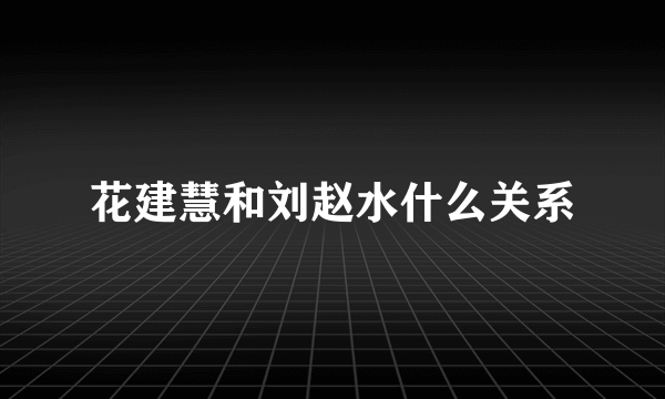 花建慧和刘赵水什么关系