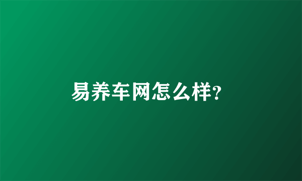 易养车网怎么样？