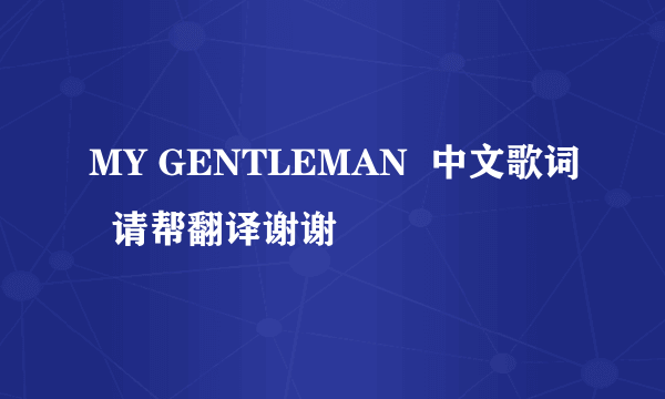 MY GENTLEMAN  中文歌词  请帮翻译谢谢