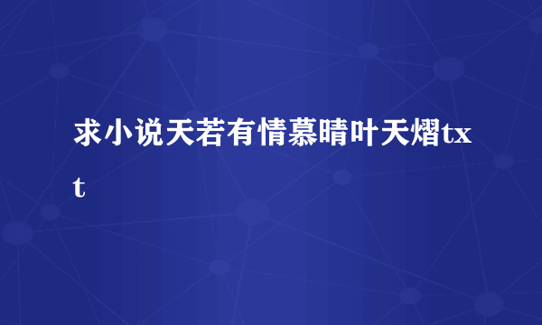 求小说天若有情慕晴叶天熠txt