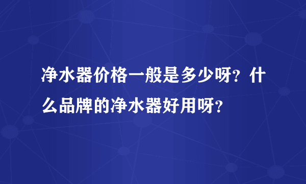 净水器价格一般是多少呀？什么品牌的净水器好用呀？