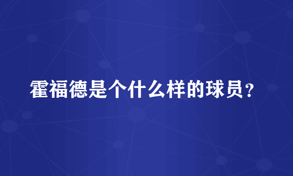 霍福德是个什么样的球员？