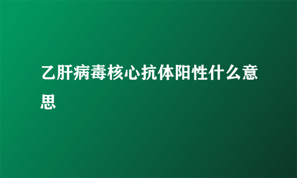 乙肝病毒核心抗体阳性什么意思