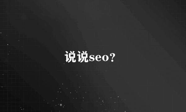 说说seo？