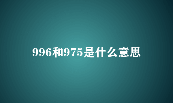 996和975是什么意思