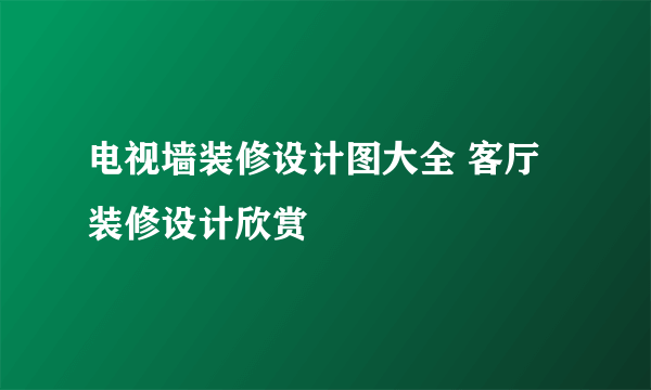 电视墙装修设计图大全 客厅装修设计欣赏