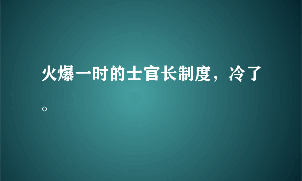 火爆一时的士官长制度，冷了。