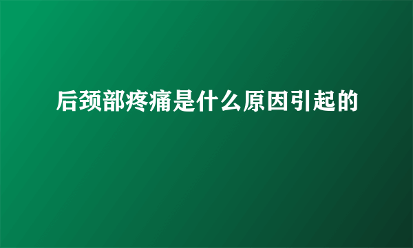 后颈部疼痛是什么原因引起的