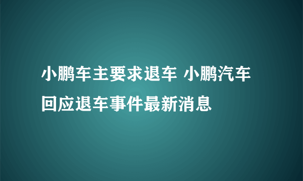 小鹏车主要求退车 小鹏汽车回应退车事件最新消息