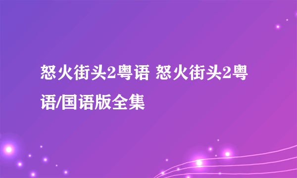 怒火街头2粤语 怒火街头2粤语/国语版全集