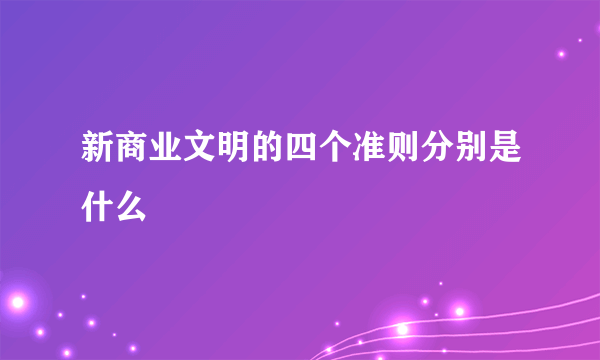 新商业文明的四个准则分别是什么