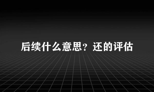 后续什么意思？还的评估