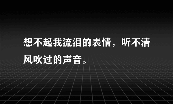 想不起我流泪的表情，听不清风吹过的声音。