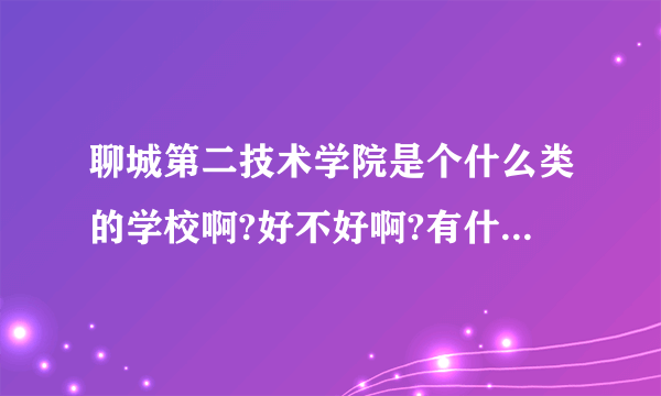 聊城第二技术学院是个什么类的学校啊?好不好啊?有什么较好点儿的专业吗?