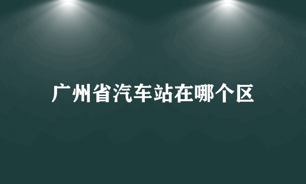 广州省汽车站在哪个区