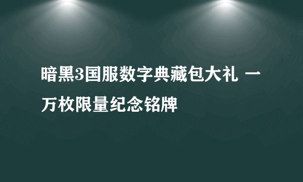 暗黑3国服数字典藏包大礼 一万枚限量纪念铭牌